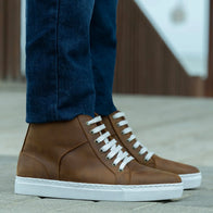 Marty High Top Burnt Copper Pullup Leather Sneakers by Dash Racegear - men Leather Shoes view 7