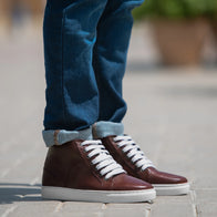 Marty High Top Maroon Leather Sneakers by Dash Racegear - men Leather Shoes view 1