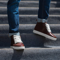 Marty High Top Maroon Leather Sneakers by Dash Racegear - men Leather Shoes view 4