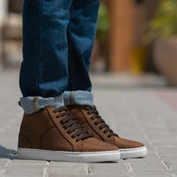 Marty High Top Pull-up Brown Leather Sneakers by Dash Racegear - men Leather Shoes view 1