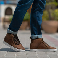 Marty High Top Pull-up Brown Leather Sneakers by Dash Racegear - men Leather Shoes view 2