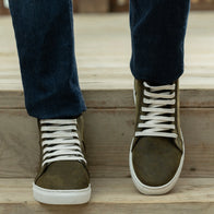 Marty High Top Olive Pullup Leather Sneakers by Dash Racegear - men Leather Shoes view 5