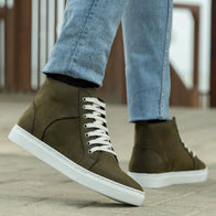 Marty High Top Olive Pullup Leather Sneakers by Dash Racegear - men Leather Shoes view 8