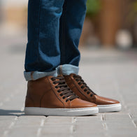 Marty High Top Tan Leather Sneakers by Dash Racegear - men Leather Shoes view 5