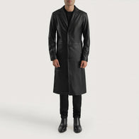 Mateo Black Leather Single Breasted Coat by Dash Racegear - men Jacket view 3
