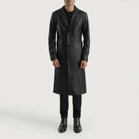Mateo Black Leather Single Breasted Coat by Dash Racegear - men Jacket view 3
