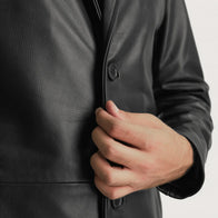Mateo Black Leather Single Breasted Coat by Dash Racegear - men Jacket view 6