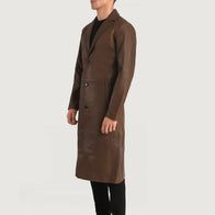 Mateo Brown Leather Single Breasted Coat by Dash Racegear - men Jacket view 2