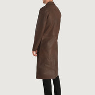 Mateo Brown Leather Single Breasted Coat by Dash Racegear - men Jacket view 5
