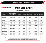 Apex Black and Yellow Quilted Softshell Jacket men size chart in inches and centimeters | Dash Racegear