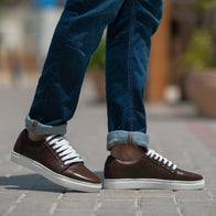 Murphy Low Top Maroon Leather Sneakers by Dash Racegear - men Leather Shoes view 2