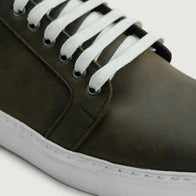 Murphy Low Top Olive Pullup Leather Sneakers by Dash Racegear - men Leather Shoes view 5