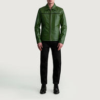 Mystical Green Leather Jacket by Dash Racegear - men Jacket view 4