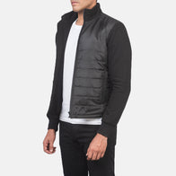 Nashville Quilted Black Windbreaker Jacket by Dash Racegear - men Jacket view 2