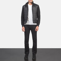 Nashville Quilted Black Windbreaker Jacket by Dash Racegear - men Jacket view 3