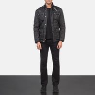 Nelson Quilted Black Windbreaker Jacket by Dash Racegear - men Jacket view 3