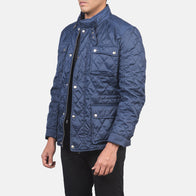 Nelson Quilted Blue Windbreaker Jacket by Dash Racegear - men Jacket view 2
