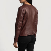 Nexi Quilted Maroon Leather Jacket by Dash Racegear - women Jacket view 5