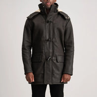 Nolan Tumbled Brown Leather Duffle Coat by Dash Racegear - men Jacket view 1
