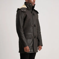 Nolan Tumbled Brown Leather Duffle Coat by Dash Racegear - men Jacket view 2