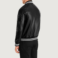 Pascal Black Leather Varsity Jacket by Dash Racegear - men Jacket view 5