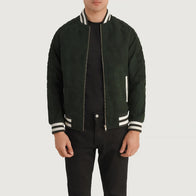 Pascal Green Suede Varsity Jacket by Dash Racegear - men Jacket view 1