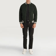 Pascal Green Suede Varsity Jacket by Dash Racegear - men Jacket view 3
