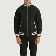 Pascal Green Suede Varsity Jacket by Dash Racegear - men Jacket view 4
