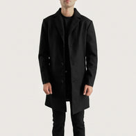 Petrillo Black Wool Single Breasted Coat by Dash Racegear - men Jacket view 1