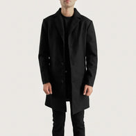 Petrillo Black Wool Single Breasted Coat by Dash Racegear - men Jacket view 1