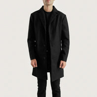 Petrillo Black Wool Single Breasted Coat by Dash Racegear - men Jacket view 1