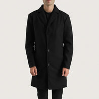 Petrillo Black Wool Single Breasted Coat by Dash Racegear - men Jacket view 4