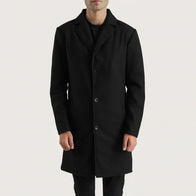 Petrillo Black Wool Single Breasted Coat by Dash Racegear - men Jacket view 4