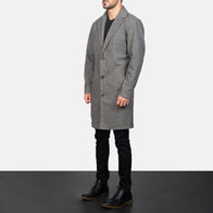 Petrillo Grey Wool Single Breasted Coat by Dash Racegear - men Jacket view 2