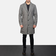 Petrillo Grey Wool Single Breasted Coat by Dash Racegear - men Jacket view 3