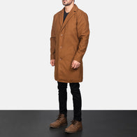 Petrillo Khaki Wool Single Breasted Coat by Dash Racegear - men Jacket view 3