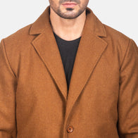 Petrillo Khaki Wool Single Breasted Coat by Dash Racegear - men Jacket view 6
