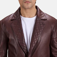 Radaron Quilted Maroon Leather Blazer by Dash Racegear - men Jacket view 5