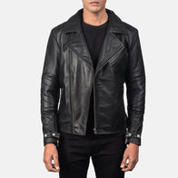 Raiden Black Leather Biker Jacket by Dash Racegear - men Jacket view 1