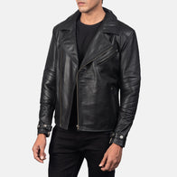 Raiden Black Leather Biker Jacket by Dash Racegear - men Jacket view 2