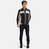 Randolf Silver Black Leather Biker Jacket by Dash Racegear - men Jacket view 4