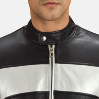 Randolf Silver Black Leather Biker Jacket by Dash Racegear - men Jacket view 6