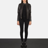 Rave Brown Leather Biker Jacket by Dash Racegear - women Jacket view 3