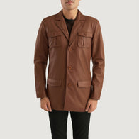 Ray Cutler Brown Leather Blazer by Dash Racegear - men Jacket view 4