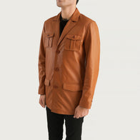 Ray Cutler Tan Brown Leather Blazer by Dash Racegear - men Jacket view 2