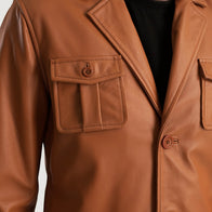 Ray Cutler Tan Brown Leather Blazer by Dash Racegear - men Jacket view 6