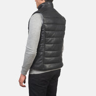Reeves Black Leather Puffer Vest by Dash Racegear - men Jacket view 5