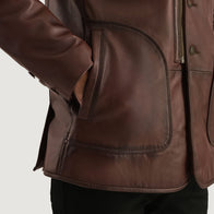 Rocky Brown Fur Leather Coat by Dash Racegear - men Jacket view 3