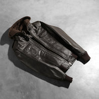 Roslyn Brown Hooded Leather Bomber Jacket by Dash Racegear - women Jacket view 7
