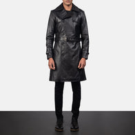 Royson Black Leather Duster Coat by Dash Racegear - men Jacket view 4